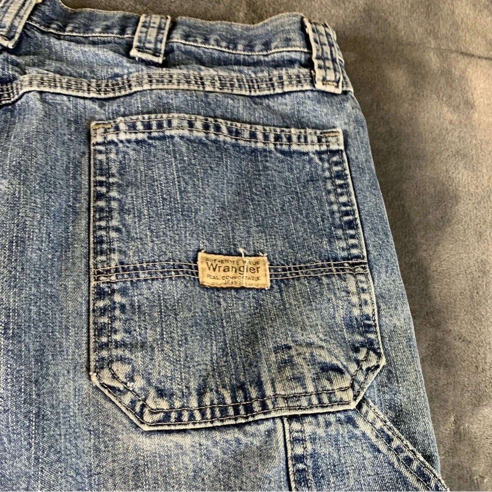 Vtg Wrangler Medium Wash Denim‎ Jort Shorts Relaxed Baggy Carpenter Mens Size 36